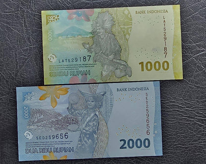 Set of 1000, 2000, 5000 and 10000 Rupiah 2022 New Design Indonesia Gem Uncirculated UNC (4 notes)