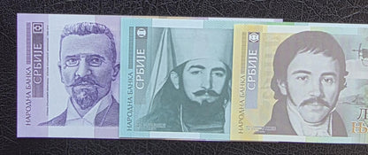 Set of 10, 20 and 50 Dinara 2013- 2014 Serbia Gem Uncirculated UNC (3 banknotes)