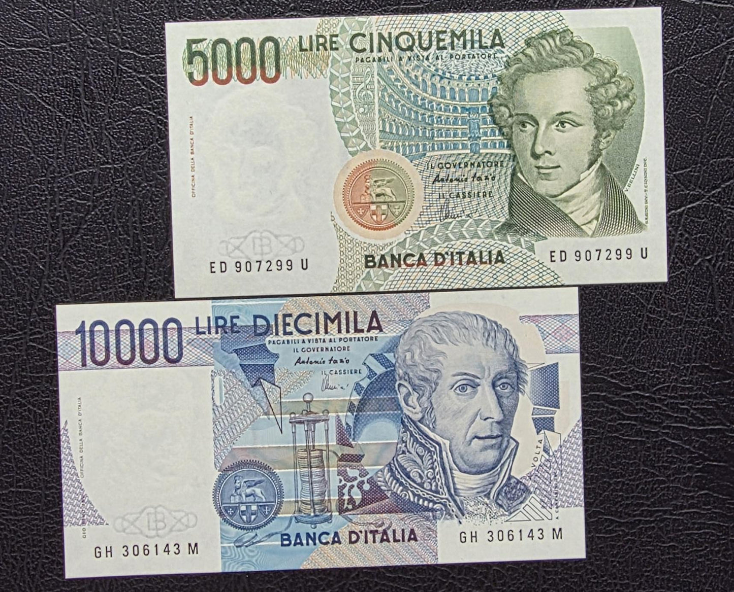 Set of 500, 1000 (×2), 2000, 5000 and 10000 1970s- 1990s Lire Italy Italia Gem Uncirculated UNC ( 6 notes)