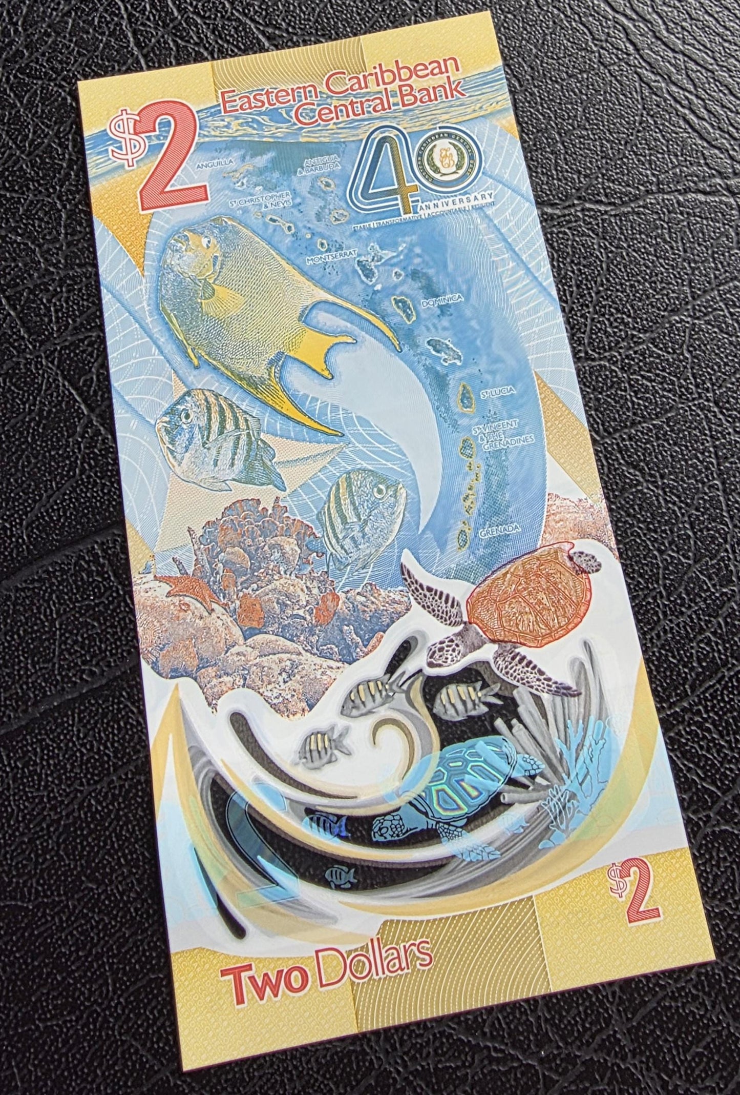 Two Dollars East Caribbean 2023- 2024 Commemorative Polymer notes Gem Uncirculated UNC