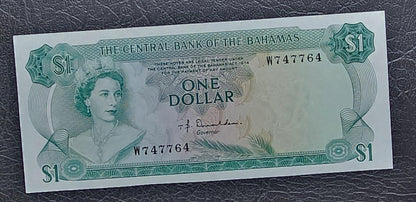 One 1 Dollar 1974 Bahamas British Colony Gem Uncirculated UNC