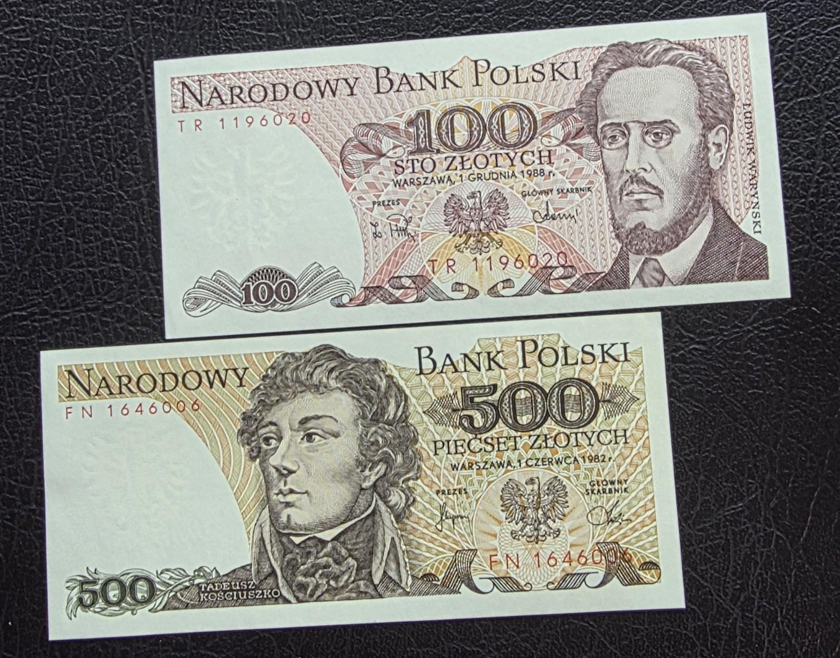 Set of 20, 50, 100 and 200 Zlotych 1982- 1988 Poland notes Gem Uncirculated UNC (four notes)