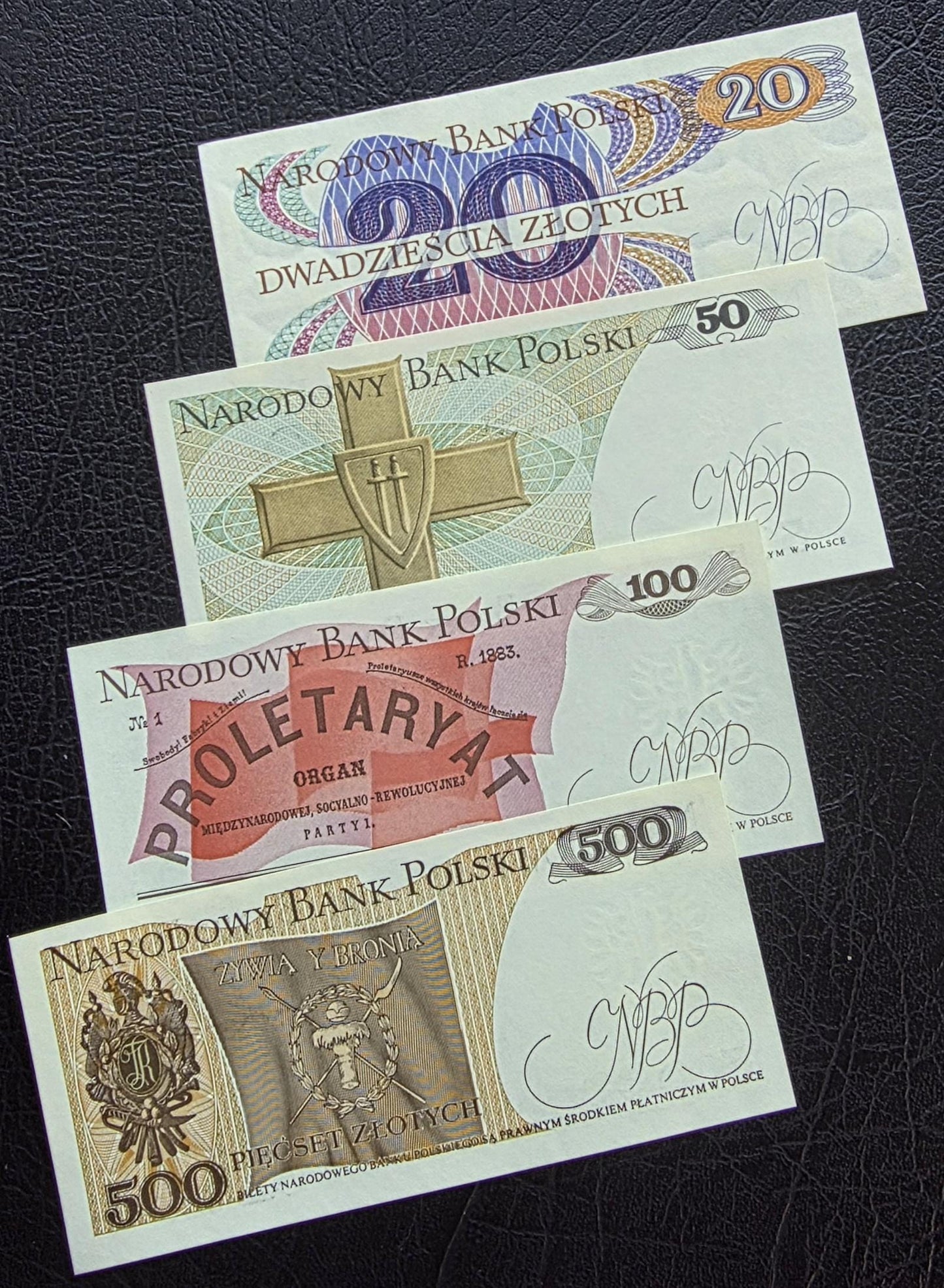 Set of 20, 50, 100 and 200 Zlotych 1982- 1988 Poland notes Gem Uncirculated UNC (four notes)