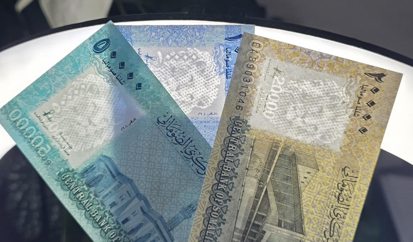 Set of 10000, 20000 and 50000 Shillings 2010- 2024 Somalia notes Gem Uncirculated UNC (3 banknotes)