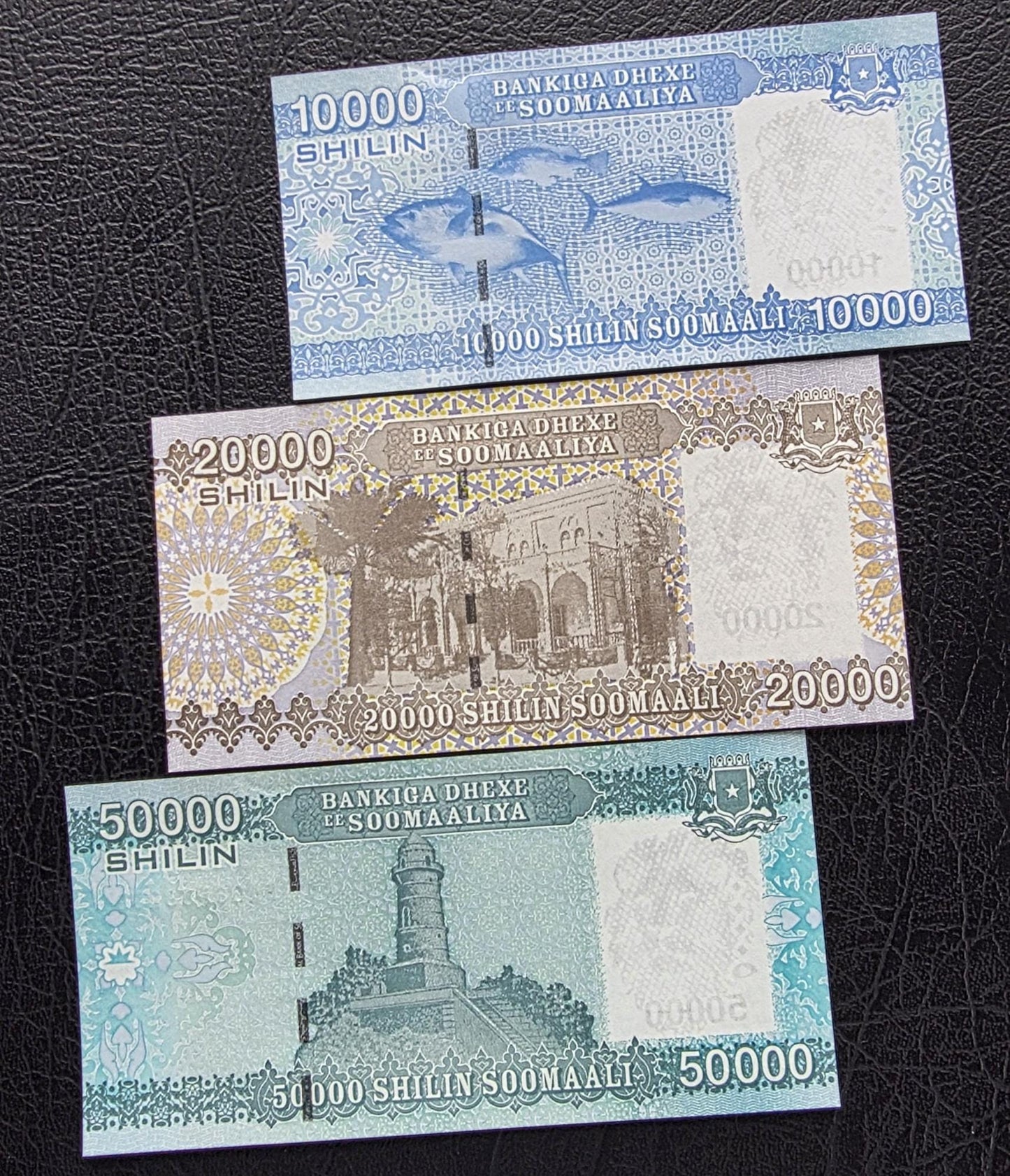 Set of 10000, 20000 and 50000 Shillings 2010- 2024 Somalia notes Gem Uncirculated UNC (3 banknotes)