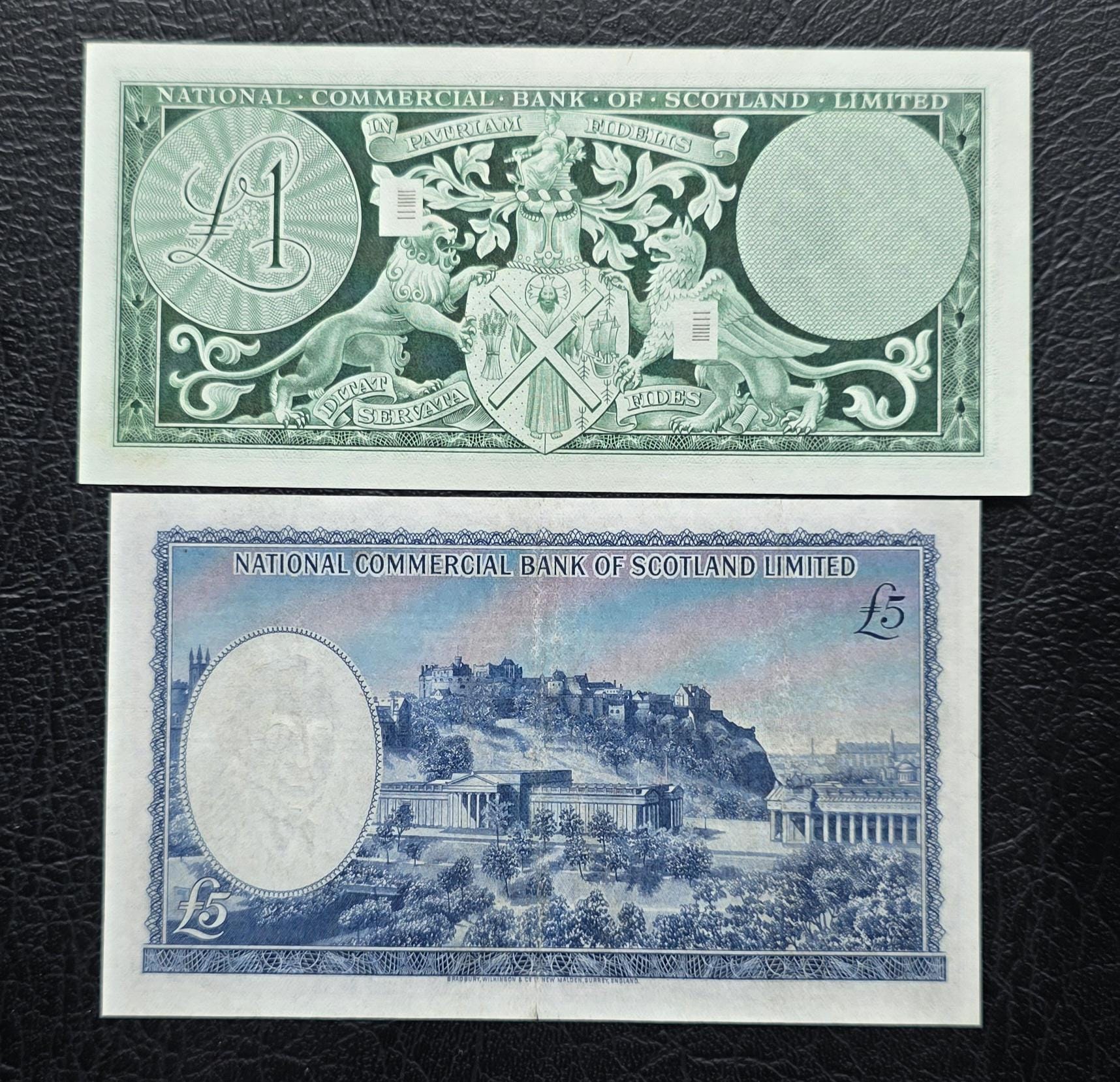 Set of 1 and 5 Pounds 1963- 1968 Scotkand About Uncirculated AUNC- Rare