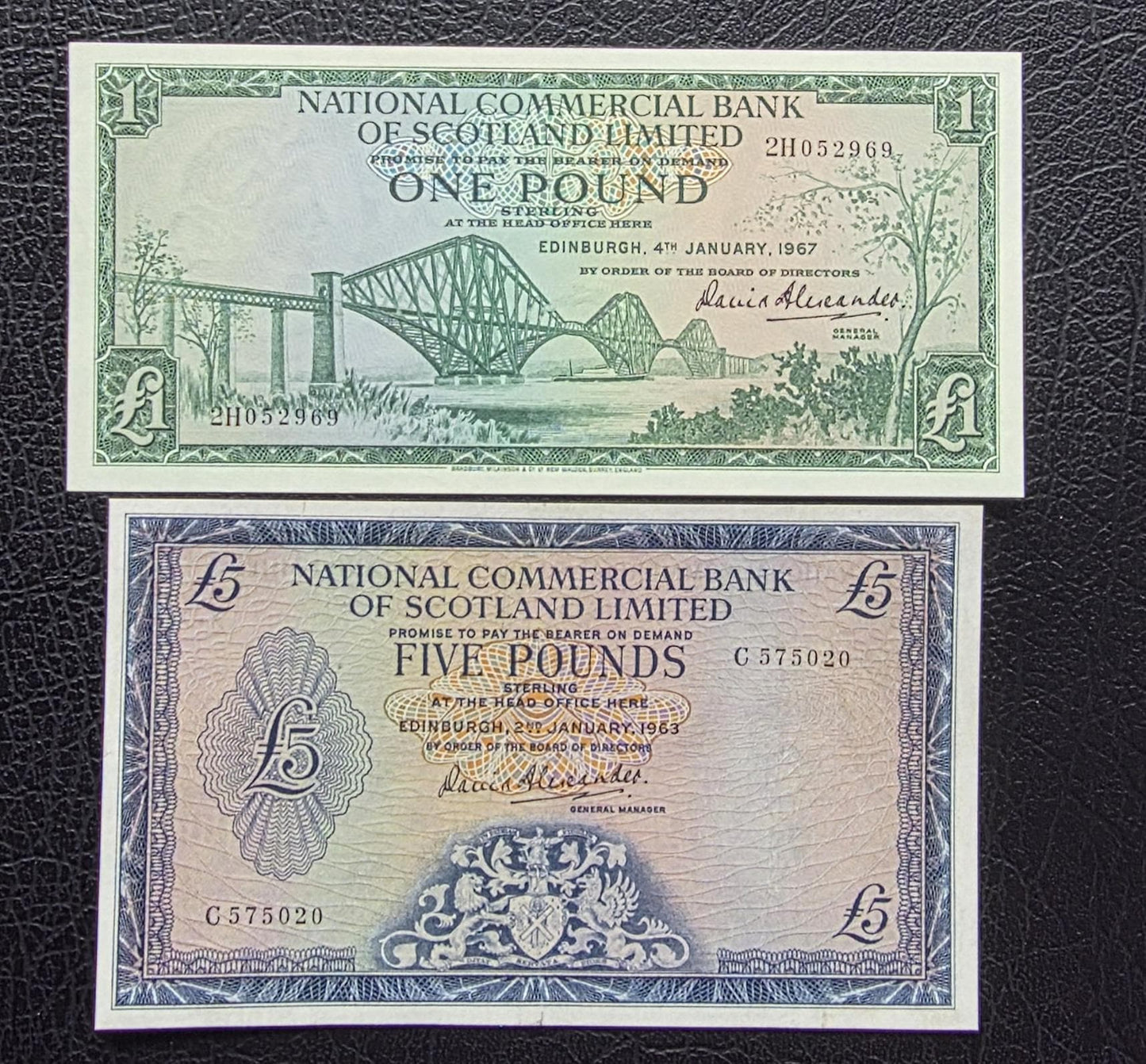 Set of 1 and 5 Pounds 1963- 1968 Scotkand About Uncirculated AUNC- Rare