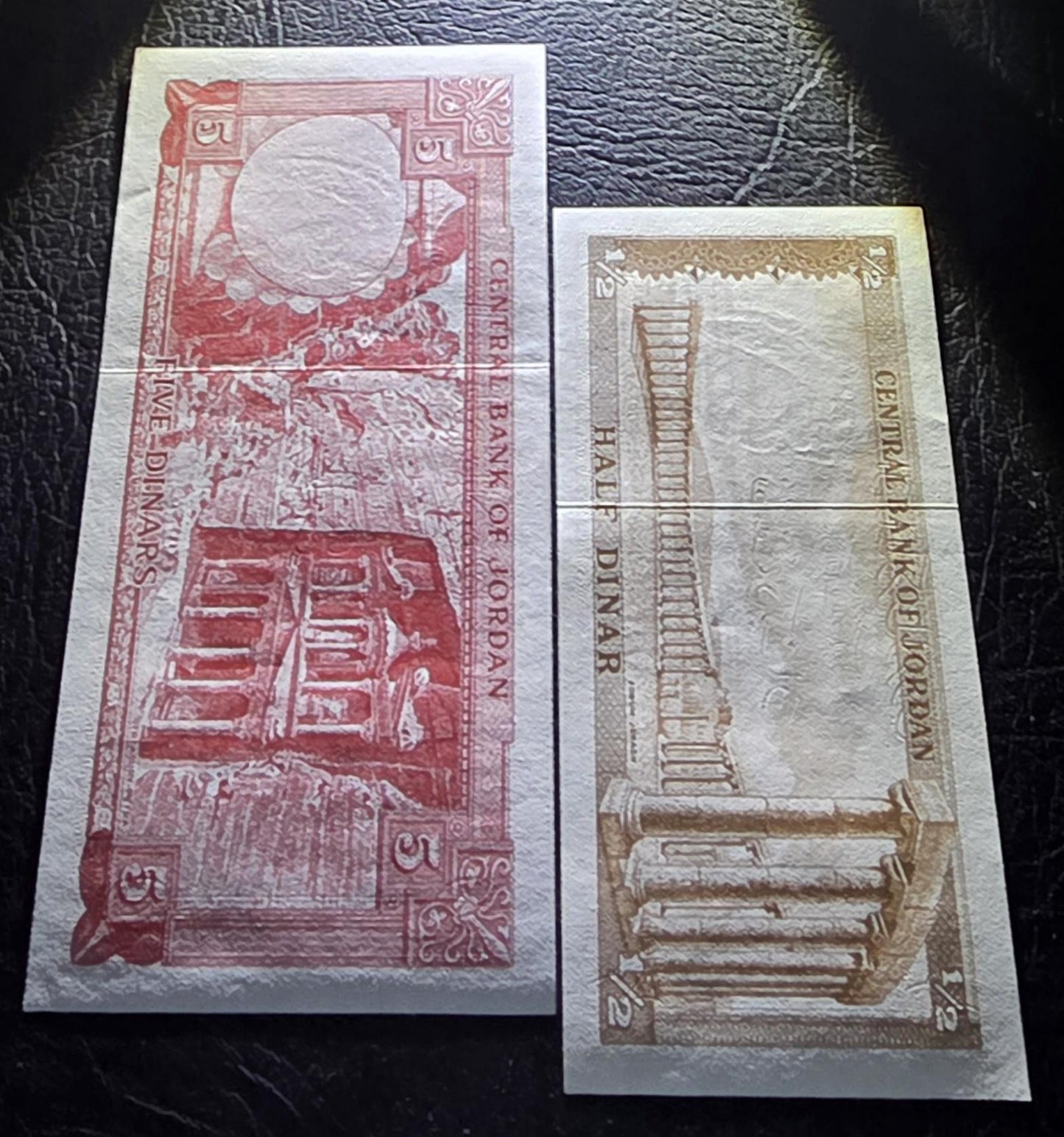 Set of 1/2 and 5 Dinar 1959 Jordan Uncirculated UNC