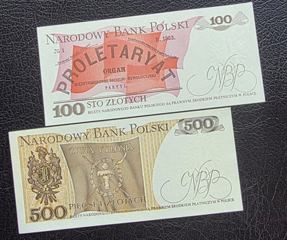 Set of 20, 50, 100 and 200 Zlotych 1982- 1988 Poland notes Gem Uncirculated UNC (four notes)