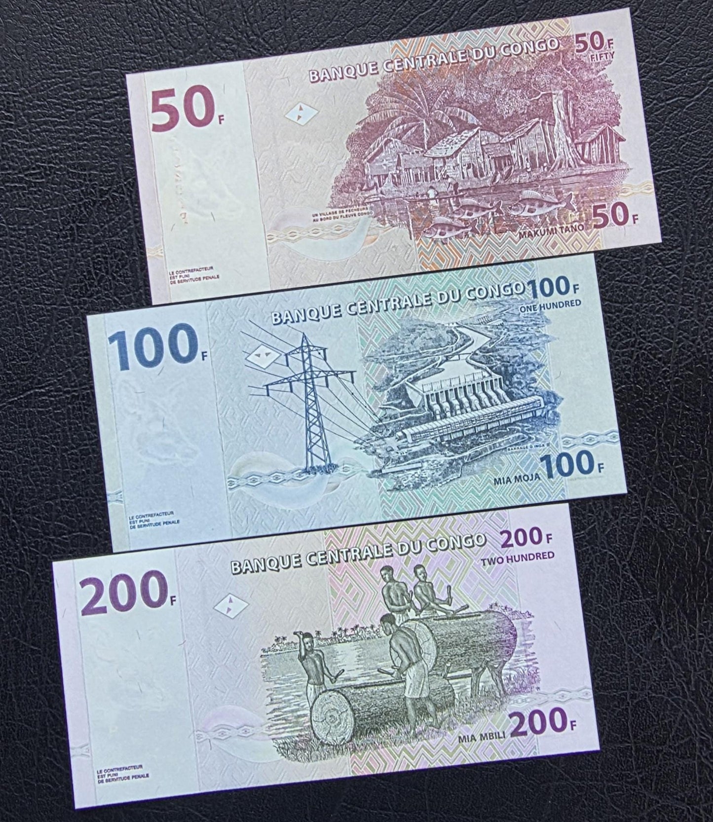Set of 50, 100, and 200 Francs 2013- 2022 Uncirculated UNC (three notes)