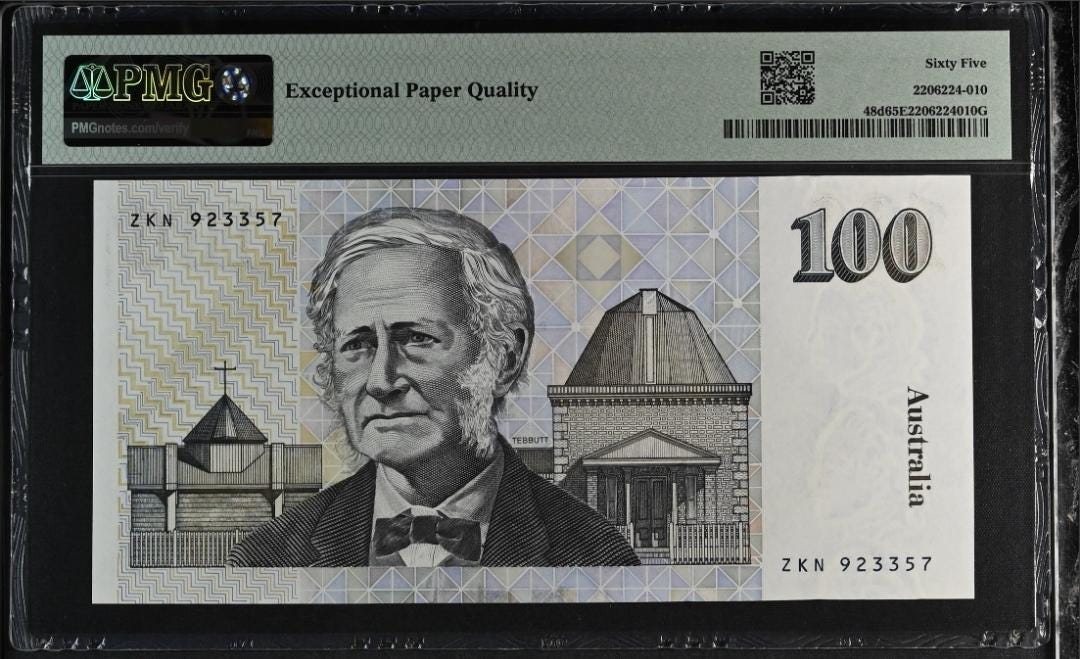 100 Dollars 1992 Australia Gem Uncirculated UNC PMG 65 EPQ