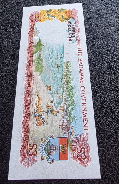 Three 3 Dollars 1965 Bahamas British Colony Gem Uncirculated UNC