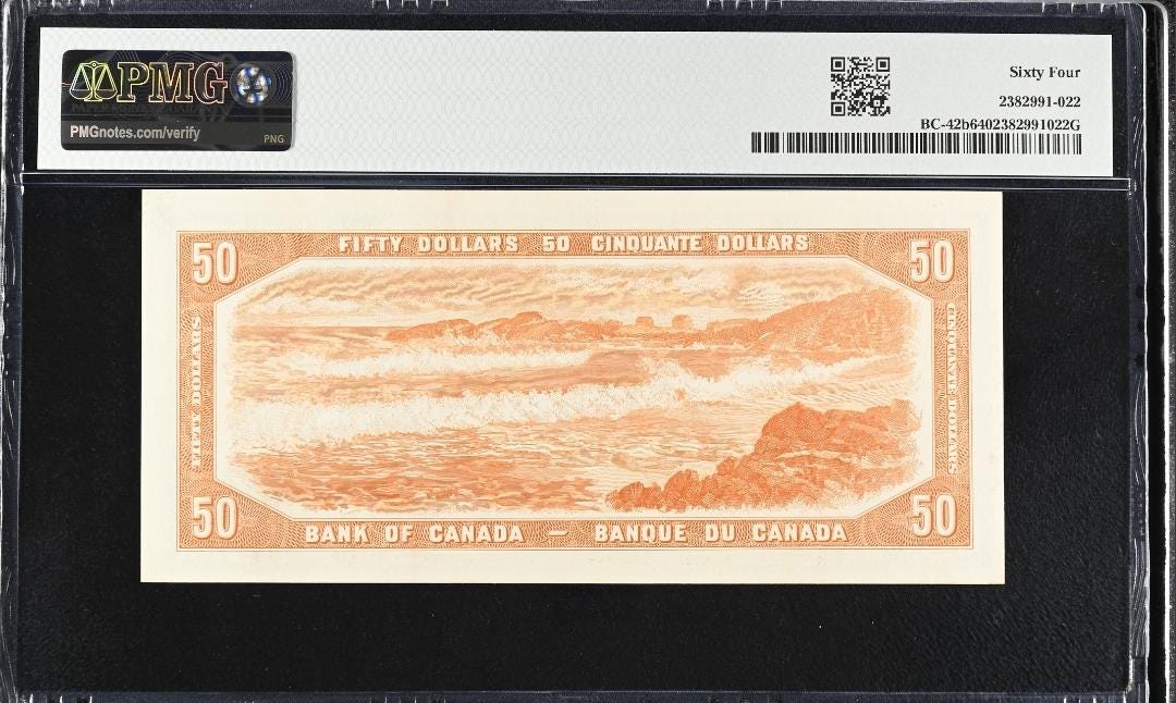 50 Dollars 1954 Canada Choice Uncirculated UNC PMG 64