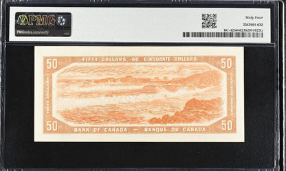 50 Dollars 1954 Canada Choice Uncirculated UNC PMG 64