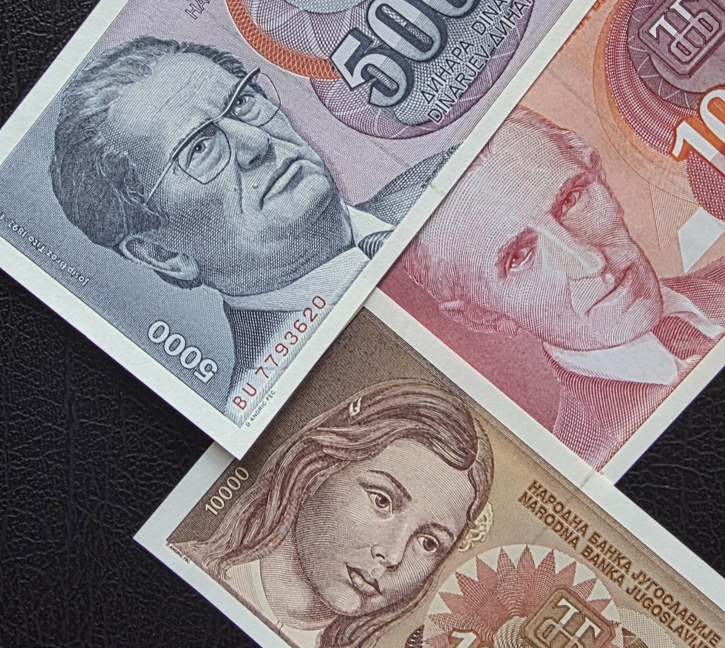 Set of 1000, 5000 and 10000 Dinara 1990s Yugoslavia notes Uncirculated UNC (three notes)