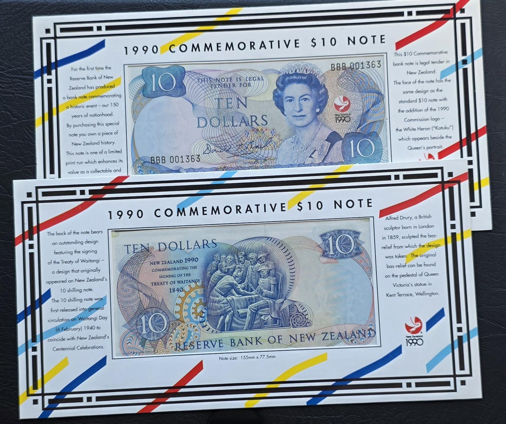 10 Dollars l990 Commemorative New Zealand Uncirculated UNC (Original Packaging)