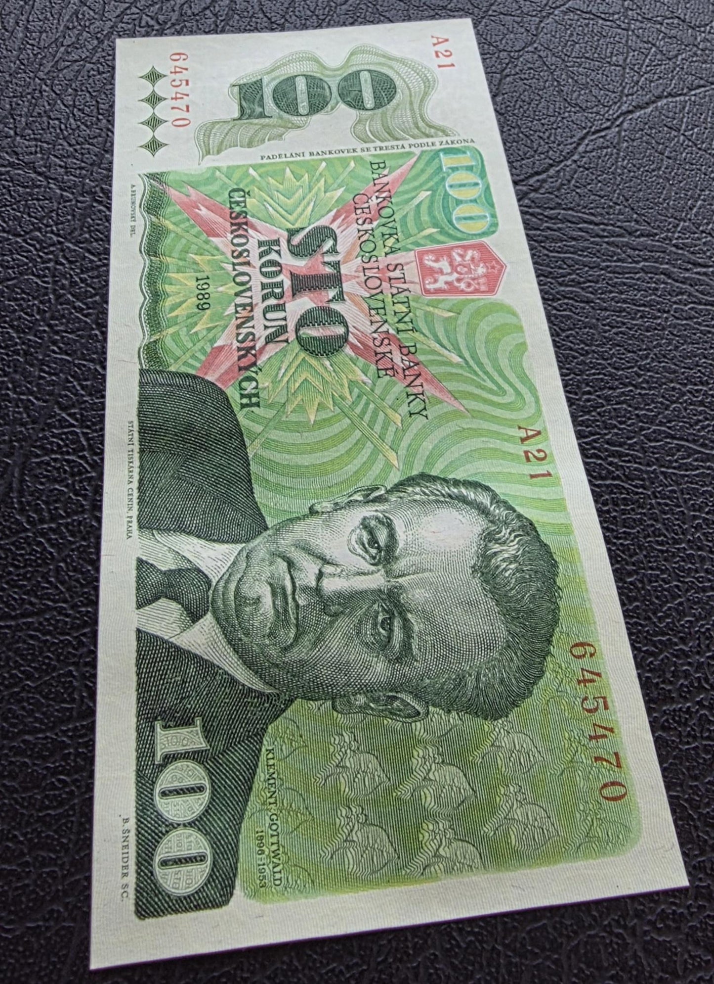 Set of 10, 20 and 100 Korun Czechoslovakia 1986- 1989 Gem Uncirculated UNC (three notes)