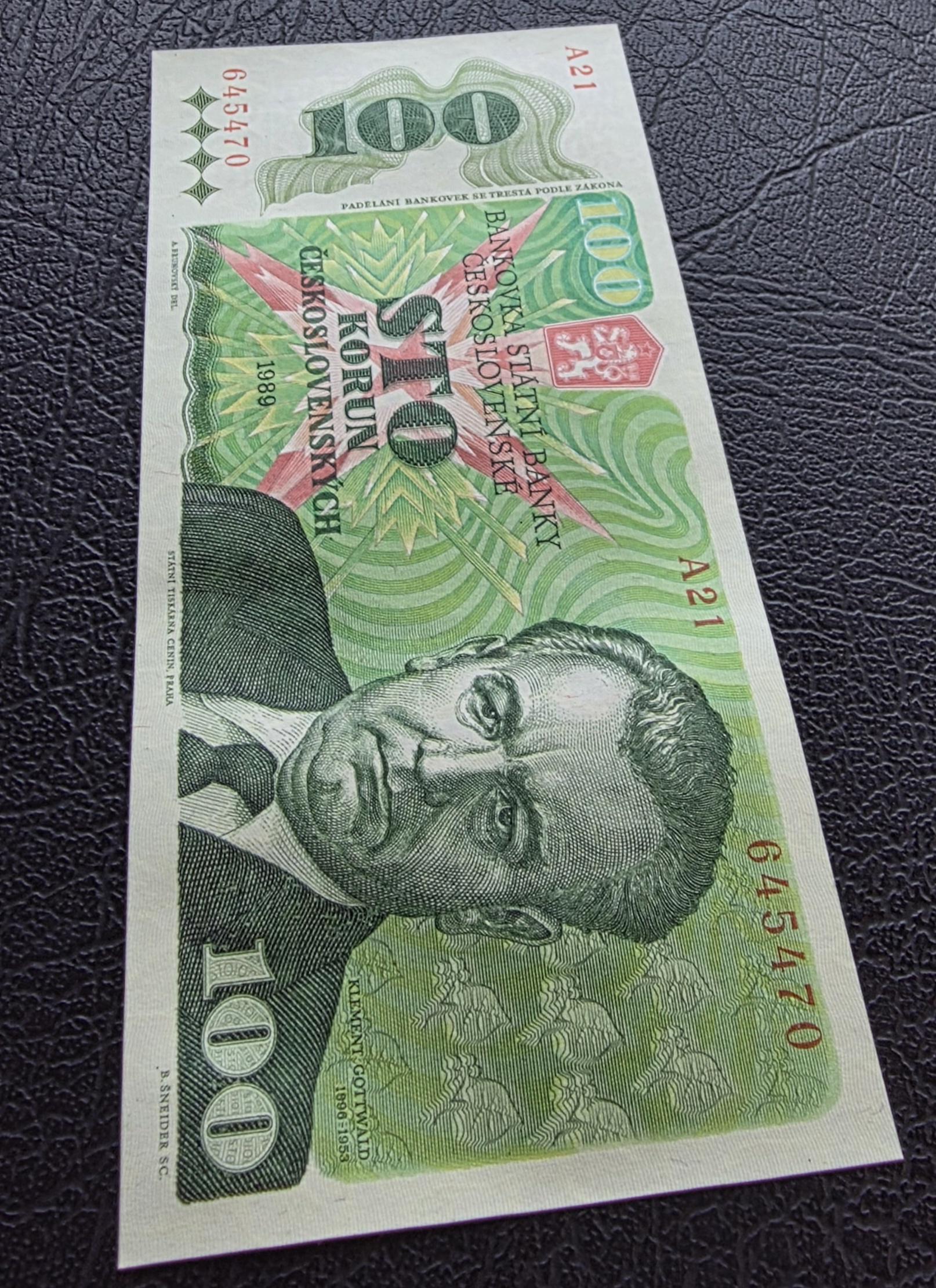 Set of 10, 20 and 100 Korun Czechoslovakia 1986- 1989 Gem Uncirculated UNC (three notes)
