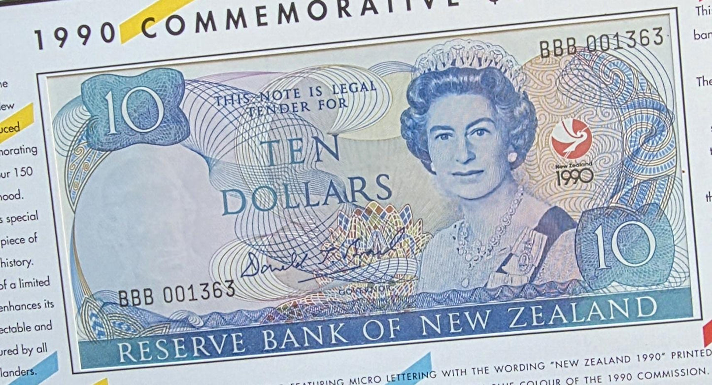 10 Dollars l990 Commemorative New Zealand Uncirculated UNC (Original Packaging)