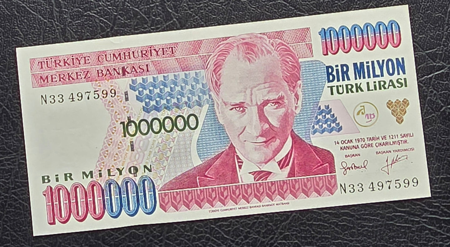 Turkey set of 10000 to one million Lira Turkey Türkiye Uncirculated UNC (Seven banknotes)