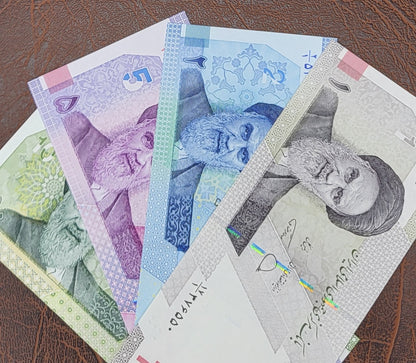Set of 10000, 20000, 50000 and 10000 Rials New Version 2023 Iran Persian banknotes Uncirculated UNC Gem