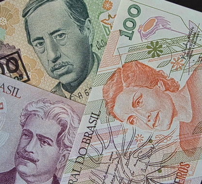 Brazil Cruzeiros set of 50, 100, and 500 Cruzeiros 1990s Gem Uncirculated UNC (3 banknotes)