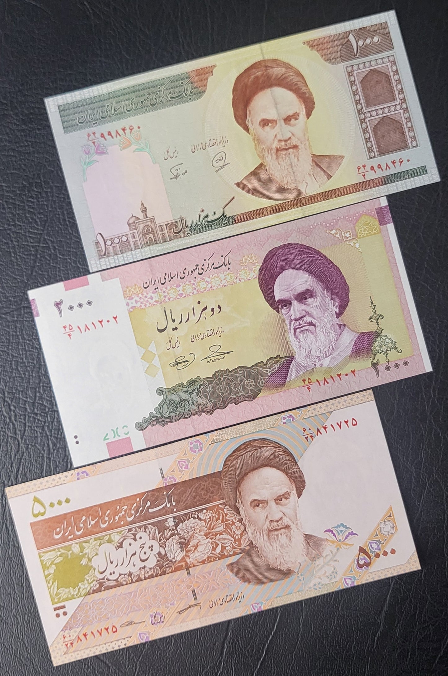 Full Set of 100, 200, 500, 1000, 2000, 5000, 10000 (2), 20000, 50000 and 100000 Rials 1985-2020 Iran Persian banknotes Uncirculated UNC Gem  (11 banknotes)