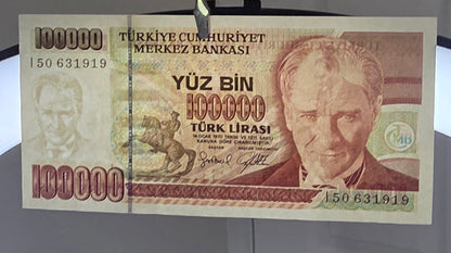 Turkey Türkiye 100,000 Lira 1997 7th Emission Pick 205c Uncirculated (UNC)