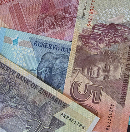 Zimbabwe Dollars set of 10, 20, 50, and 100 Dollars 2020 Gem Uncirculated UNC (4 banknotes)