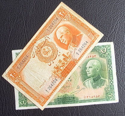Reza Shah 20 and 50 Rials 1938 very Fine VF