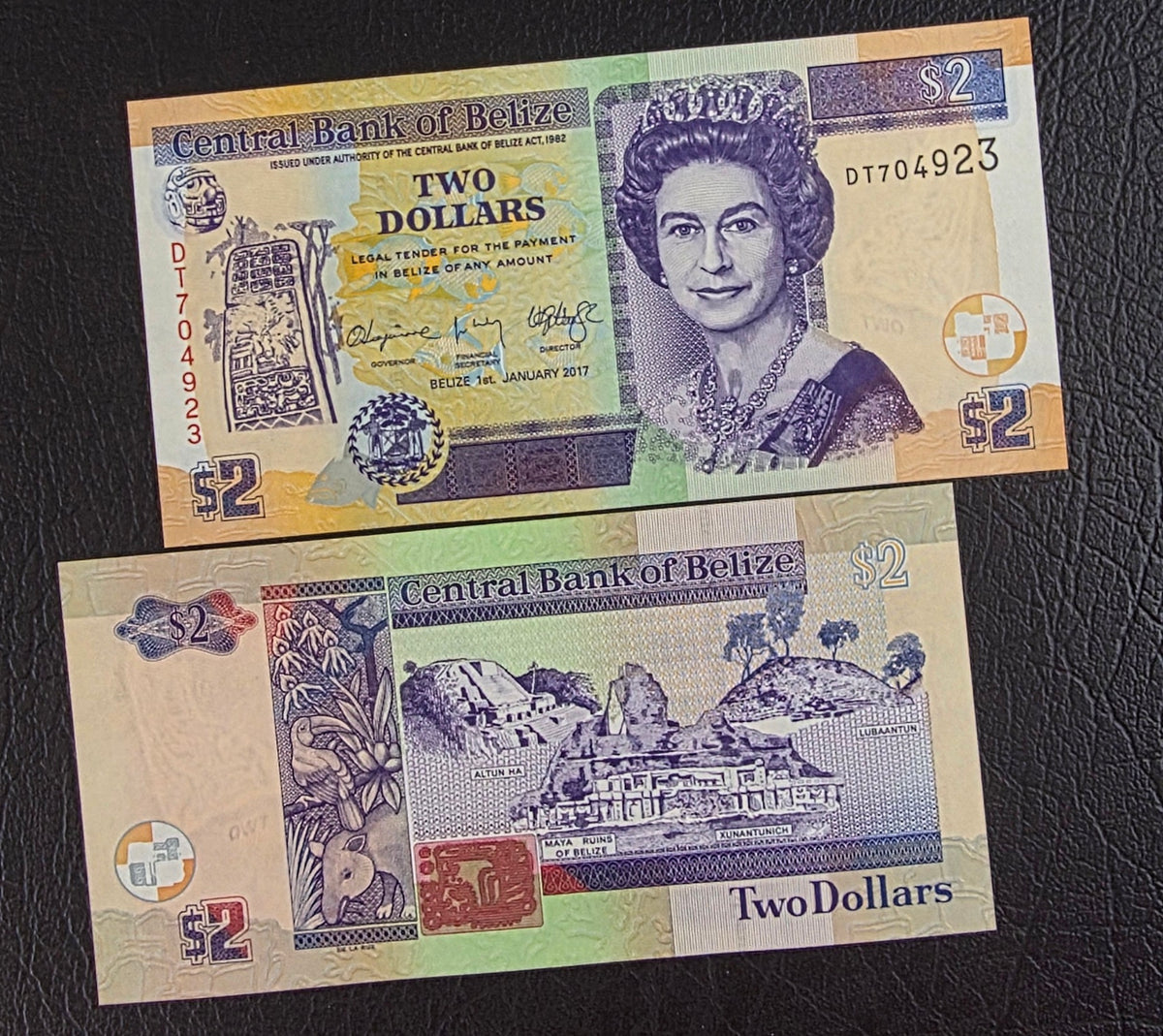 Belize 2 Dollars Uncirculated Gem UNC