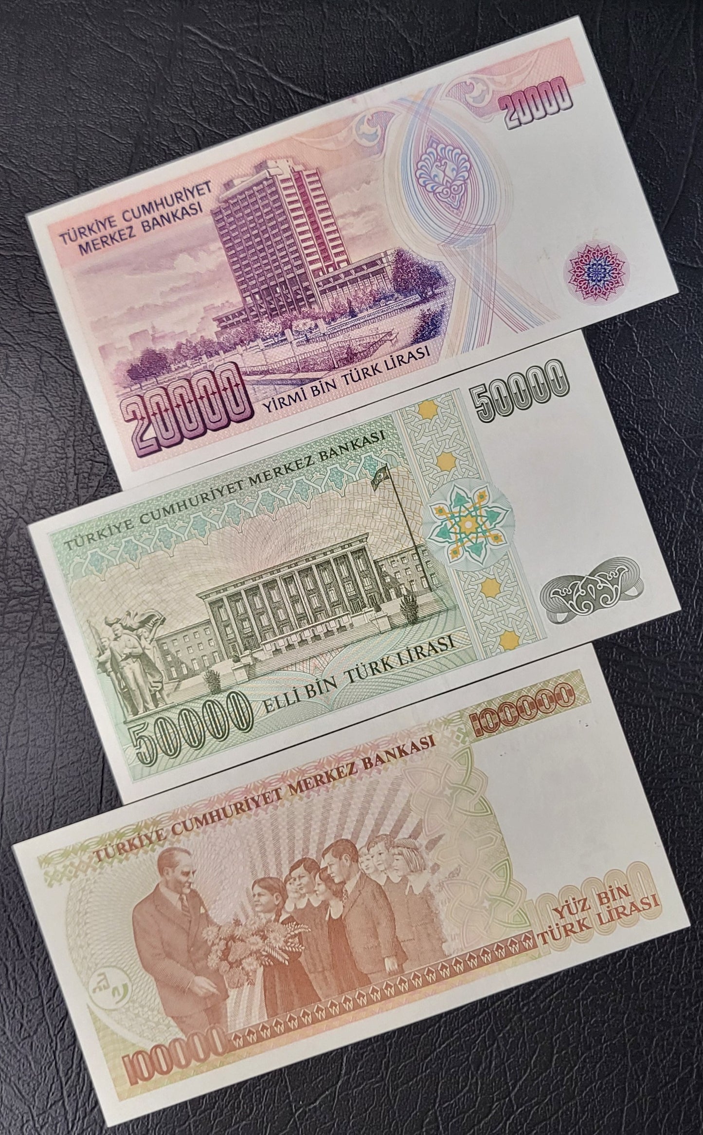 Set of 20000 to one million (20000, 50000, 100000, 250000, 500000 and 1000000 Lira Turkey Türkiye Uncirculated UNC (six banknotes)- rare