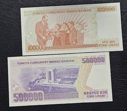 Turkey set of 10000 to one million Lira Turkey Türkiye Uncirculated UNC (Seven banknotes)