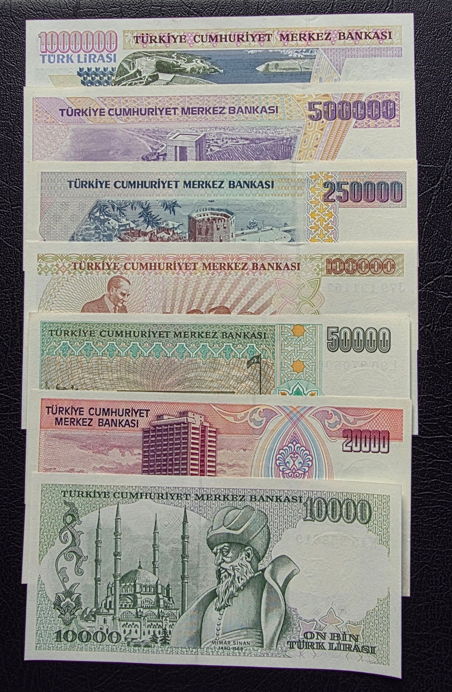 Turkey set of 10000 to one million Lira Turkey Türkiye Uncirculated UNC (Seven banknotes)