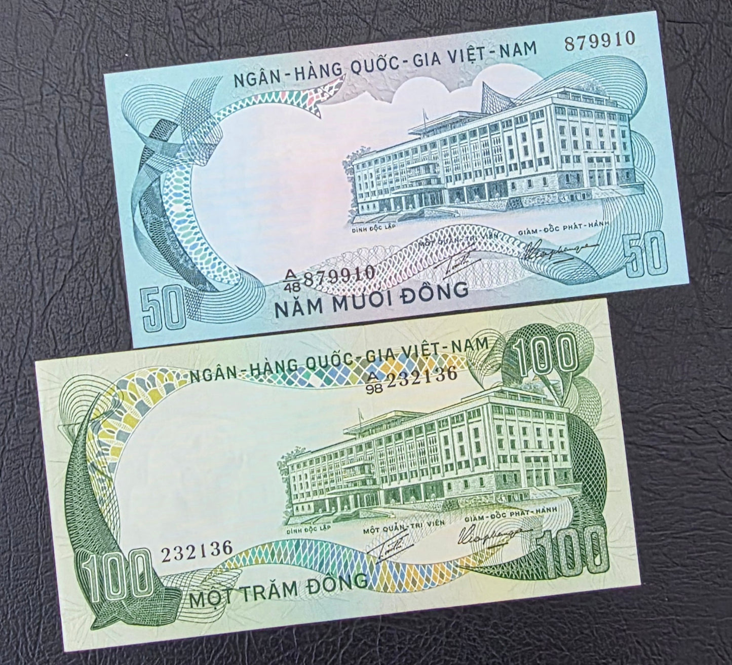 Set of 1, 2, 5, 50, 100, 500 and 1000 Dong Vietnam Uncirculated UNC (7 notes)