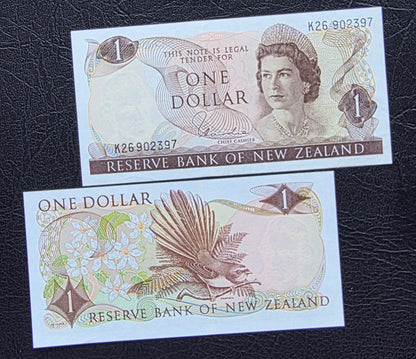 1 Dollar 1977- 1981 New Zealand notes Hardie Sign. About Uncirculated (AUNC)