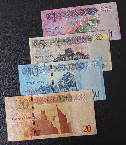 Libya 1, 5, 10, and 20 Dinars Post- Revolution Gem Uncirculated UNC