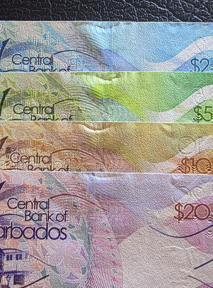 Barbados 2, 5, 10, 20 and 50 Dollars 2013 Uncirculated UNC (5 notes)
