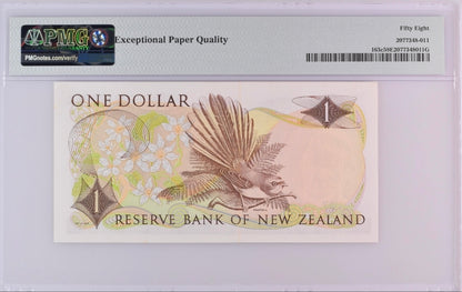 One Dollars 1975- 77 New Zealand Pick 163c About Uncirculated UNC PMG 58 EPQ