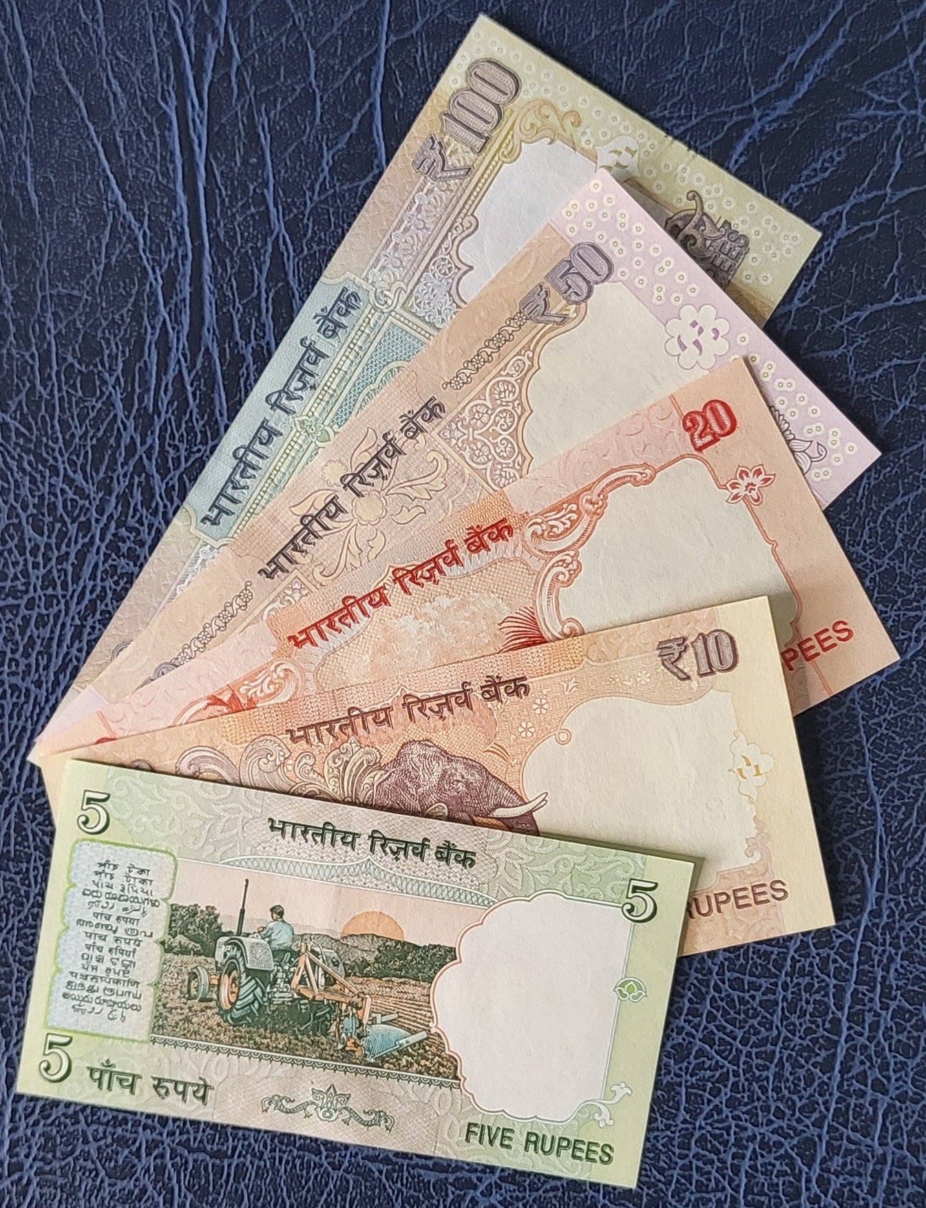 set of 5, 10, 20, 50 and 100 Rupees India Uncirculated