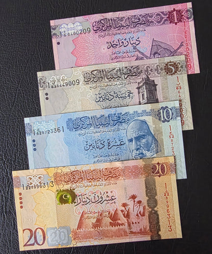 Libya 1, 5, 10, and 20 Dinars Post- Revolution Gem Uncirculated UNC