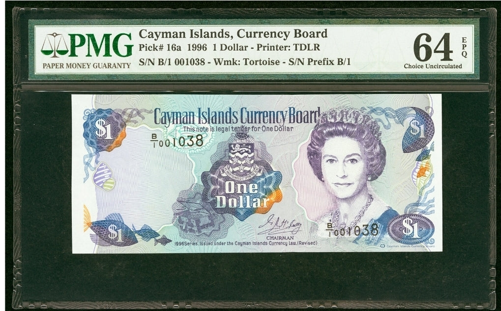 $1 Dollar 1996 Cayman Islands Pick 16a PMG 64 EPQ Choice UNC