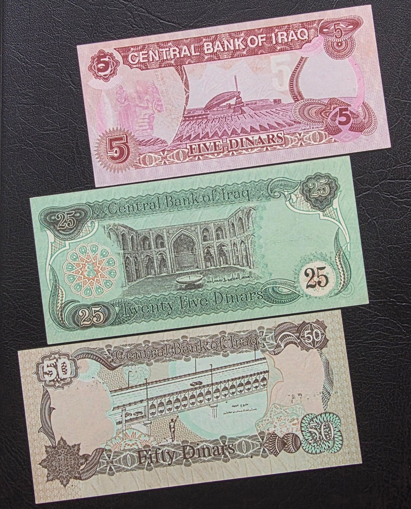 Iraq set of 1/2, 1/4, 1, 5, 25, 50, 100 and 250 Dinars 1980- 1995 Uncirculated (UNC)