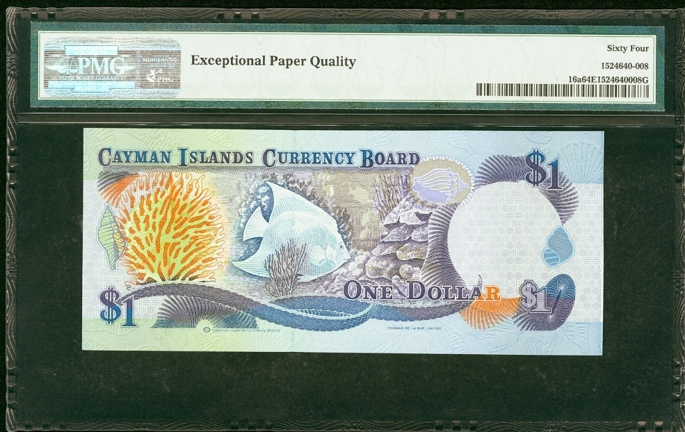 $1 Dollar 1996 Cayman Islands Pick 16a PMG 64 EPQ Choice UNC