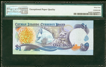 $1 Dollar 1996 Cayman Islands Pick 16a PMG 64 EPQ Choice UNC