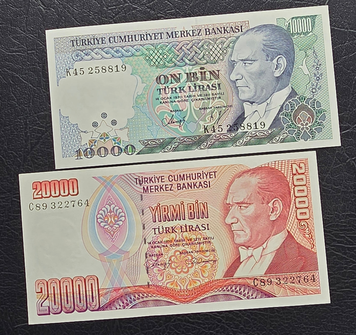 Turkey set of 10000 to one million Lira Turkey Türkiye Uncirculated UNC (Seven banknotes)