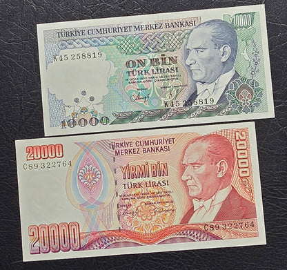 Turkey set of 10000 to one million Lira Turkey Türkiye Uncirculated UNC (Seven banknotes)