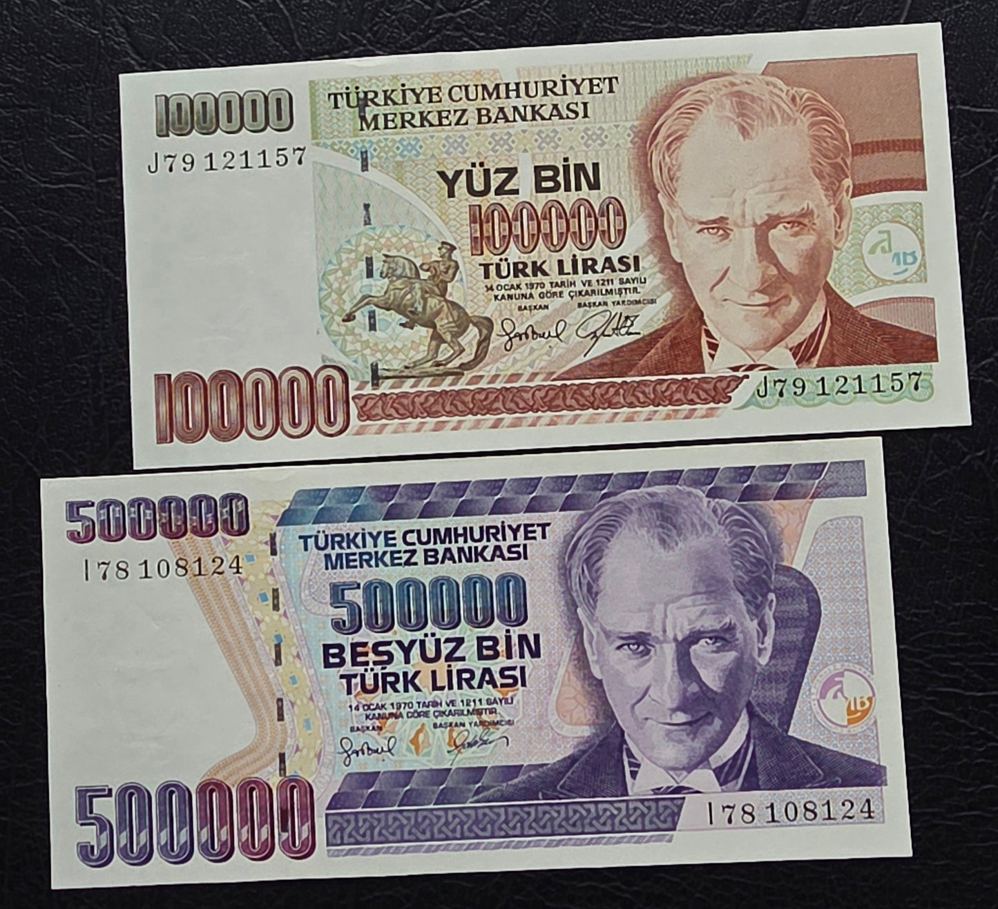 Turkey set of 10000 to one million Lira Turkey Türkiye Uncirculated UNC (Seven banknotes)