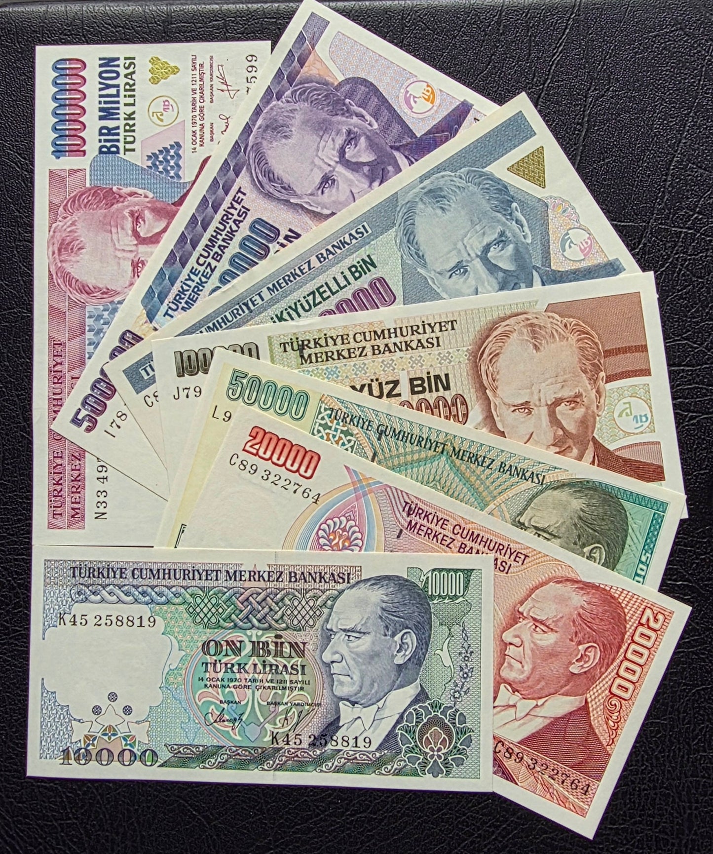Turkey set of 10000 to one million Lira Turkey Türkiye Uncirculated UNC (Seven banknotes)
