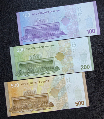 Full set of 10, 25, 50, 100, 200, and 500 Lira Pounds New Version 2025 Uncirculated UNC (six notes)